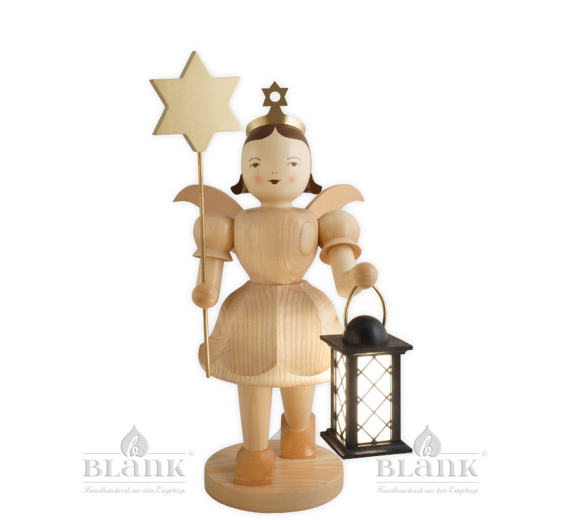 Figure De Décoration Ange étoile Et Lanterne 50cm Blank Erzgebirge - Neuf, Bois Naturel, Nouveauté 2020