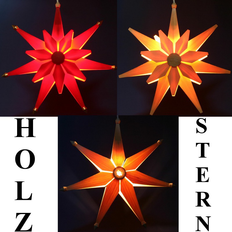 Holzstern Stern Holz Spanstern Erzgebirge Adventsstern Leuchtstern  Fensterbild | eBay.de